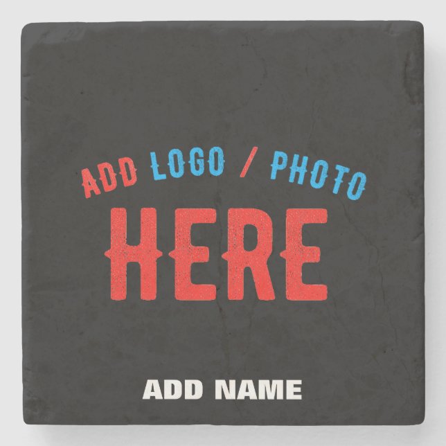 STYLISH MODERN CUSTOMIZABLE BLACK VERIFIED BRANDED STONE COASTER (Front)