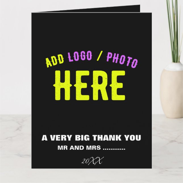 STYLISH MODERN CUSTOMIZABLE BLACK VERIFIED BRANDED THANK YOU CARD (Front)