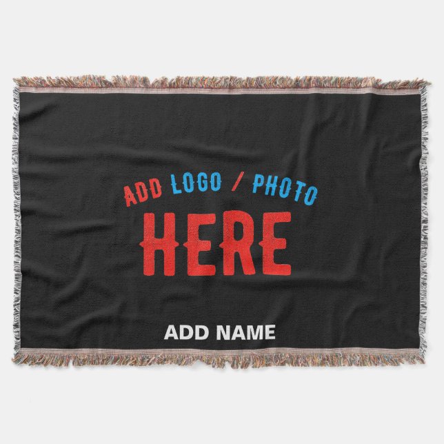 STYLISH MODERN CUSTOMIZABLE BLACK VERIFIED BRANDED THROW BLANKET (Front)