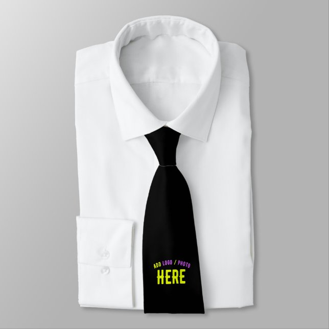 STYLISH MODERN CUSTOMIZABLE BLACK VERIFIED BRANDED TIE (Tied)