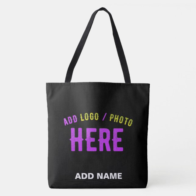 STYLISH MODERN CUSTOMIZABLE BLACK VERIFIED BRANDED TOTE BAG (Front)