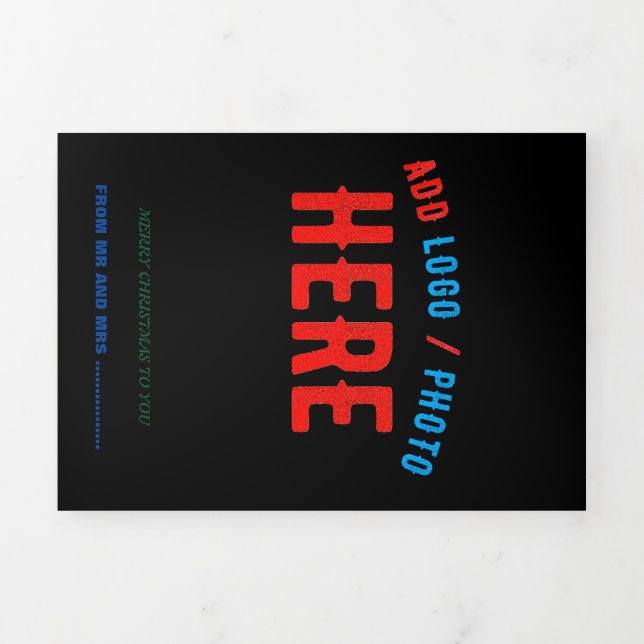 STYLISH MODERN CUSTOMIZABLE BLACK VERIFIED BRANDED Tri-Fold CARD (Cover)