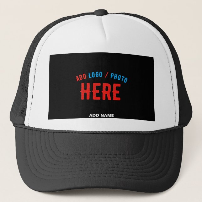 STYLISH MODERN CUSTOMIZABLE BLACK VERIFIED BRANDED TRUCKER HAT (Front)