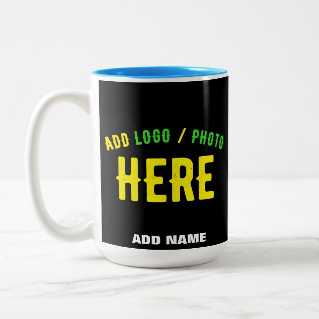 STYLISH MODERN CUSTOMIZABLE BLACK VERIFIED BRANDED Two-Tone COFFEE MUG (Left)