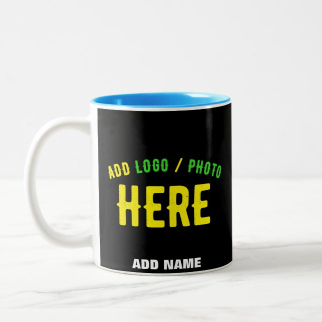 STYLISH MODERN CUSTOMIZABLE BLACK VERIFIED BRANDED Two-Tone COFFEE MUG (Left)