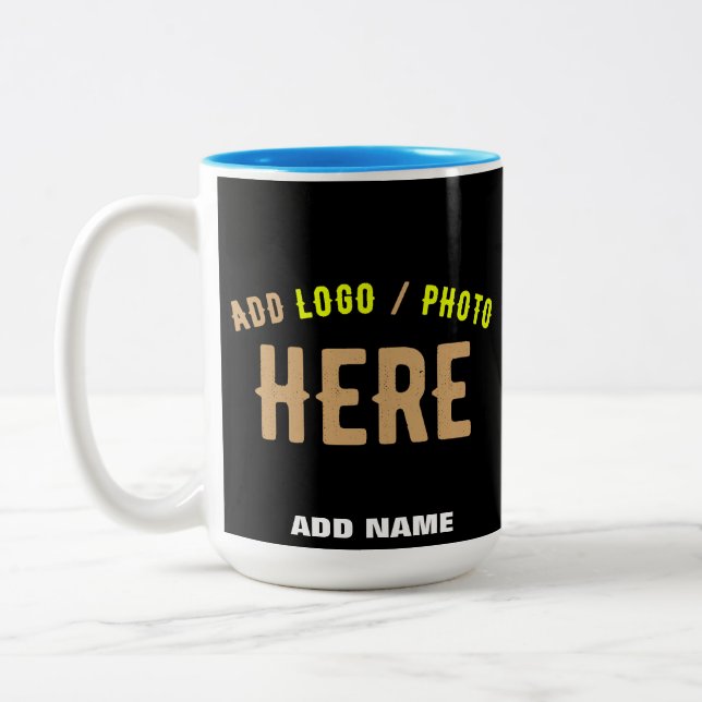 STYLISH MODERN CUSTOMIZABLE BLACK VERIFIED BRANDED Two-Tone COFFEE MUG (Left)