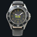 STYLISH MODERN CUSTOMIZABLE BLACK VERIFIED BRANDED WATCH<br><div class="desc">THIS IS A DESIGN FITTING FOR EVERYONE.YOU CAN CHANGE, RESIZE OR ADD LOGO, PHOTO, TEXT AND COLOURS THE WAY YOU LIKE.THANK YOU.</div>