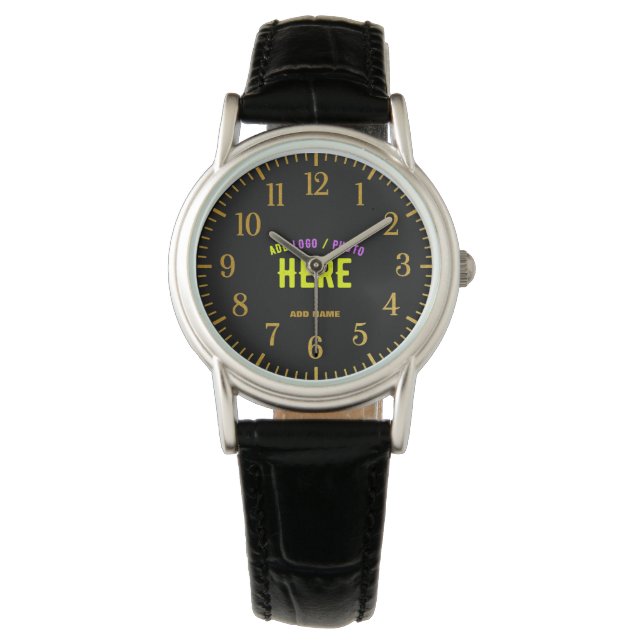 STYLISH MODERN CUSTOMIZABLE BLACK VERIFIED BRANDED WATCH (Front)