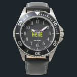 STYLISH MODERN CUSTOMIZABLE BLACK VERIFIED BRANDED WATCH<br><div class="desc">THIS IS A DESIGN FITTING FOR EVERYONE.YOU CAN CHANGE, RESIZE OR ADD LOGO, PHOTO, TEXT AND COLOURS THE WAY YOU LIKE.THANK YOU.</div>