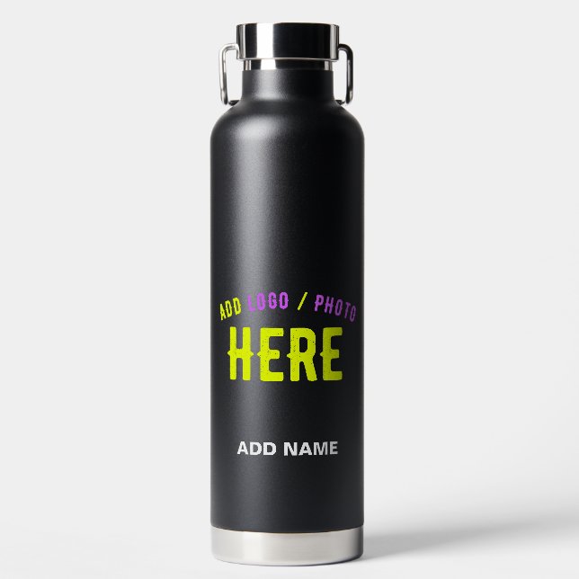 STYLISH MODERN CUSTOMIZABLE BLACK VERIFIED BRANDED WATER BOTTLE (Front)