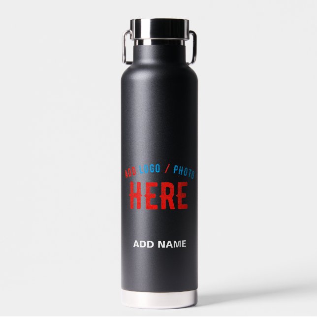 STYLISH MODERN CUSTOMIZABLE BLACK VERIFIED BRANDED WATER BOTTLE (Front)