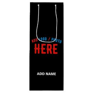 STYLISH MODERN CUSTOMIZABLE BLACK VERIFIED BRANDED WINE GIFT BAG