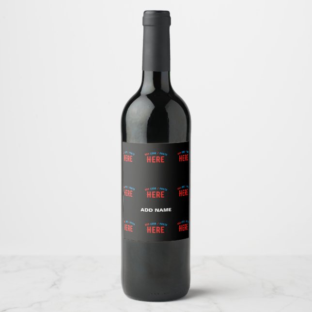 STYLISH MODERN CUSTOMIZABLE BLACK VERIFIED BRANDED WINE LABEL (Front)