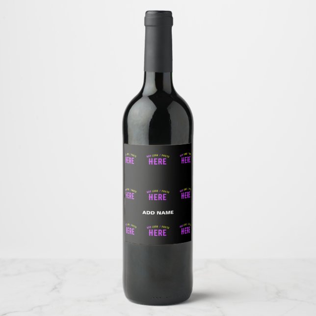 STYLISH MODERN CUSTOMIZABLE BLACK VERIFIED BRANDED WINE LABEL (Front)