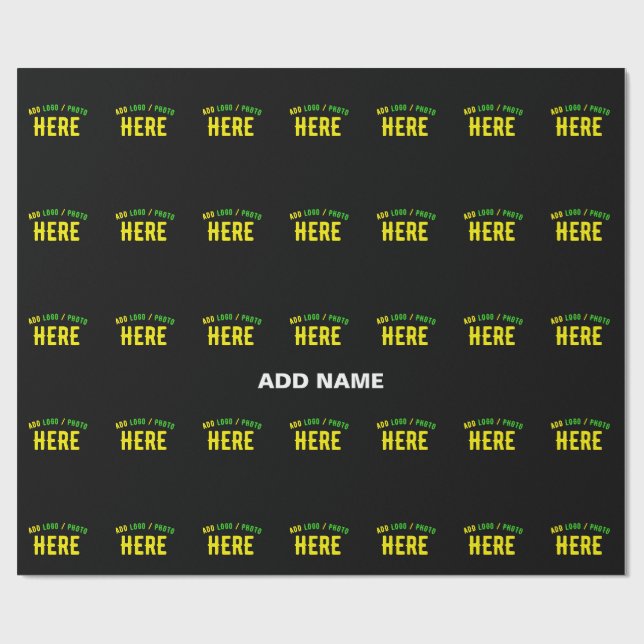 STYLISH MODERN CUSTOMIZABLE BLACK VERIFIED BRANDED WRAPPING PAPER (Flat)