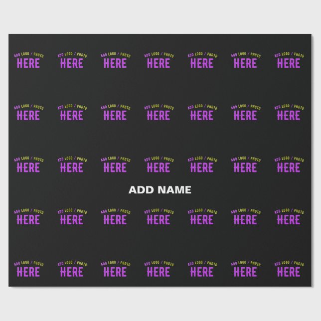 STYLISH MODERN CUSTOMIZABLE BLACK VERIFIED BRANDED WRAPPING PAPER (Flat)