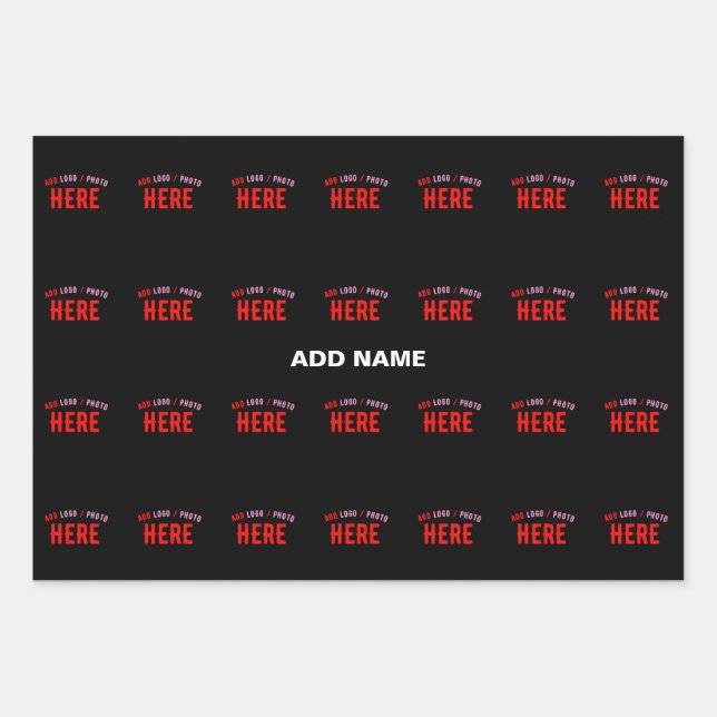 STYLISH MODERN CUSTOMIZABLE BLACK VERIFIED BRANDED WRAPPING PAPER SHEET (Front)