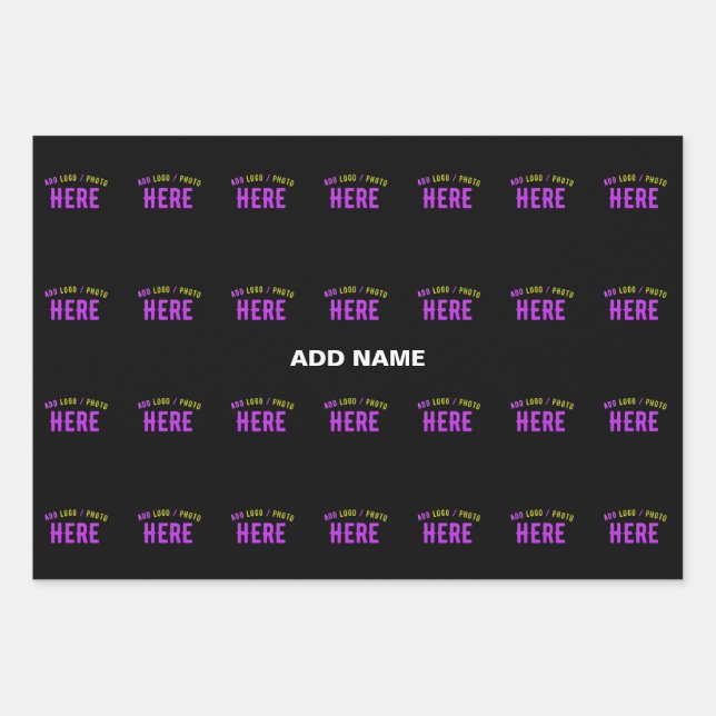 STYLISH MODERN CUSTOMIZABLE BLACK VERIFIED BRANDED WRAPPING PAPER SHEET (Front)