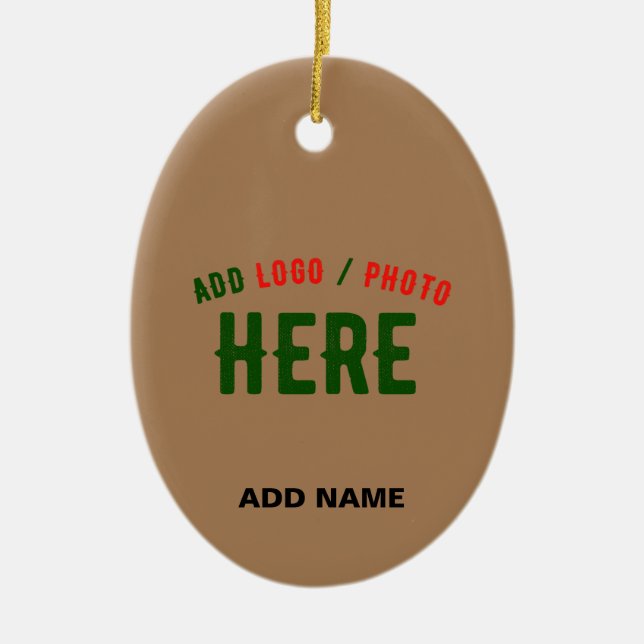 STYLISH MODERN CUSTOMIZABLE BROWN VERIFIED BRANDED CERAMIC ORNAMENT (Front)