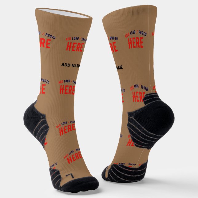 STYLISH MODERN CUSTOMIZABLE BROWN VERIFIED BRANDED SOCKS (Angled)
