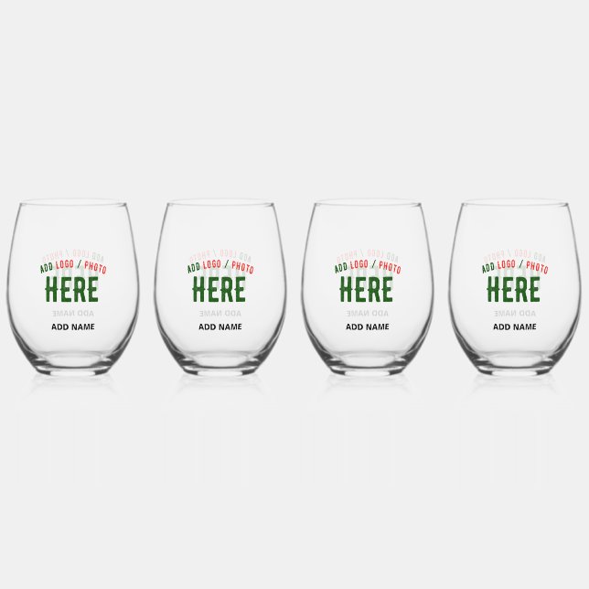 STYLISH MODERN CUSTOMIZABLE CLEAR VERIFIED BRANDED STEMLESS WINE GLASS (Front)