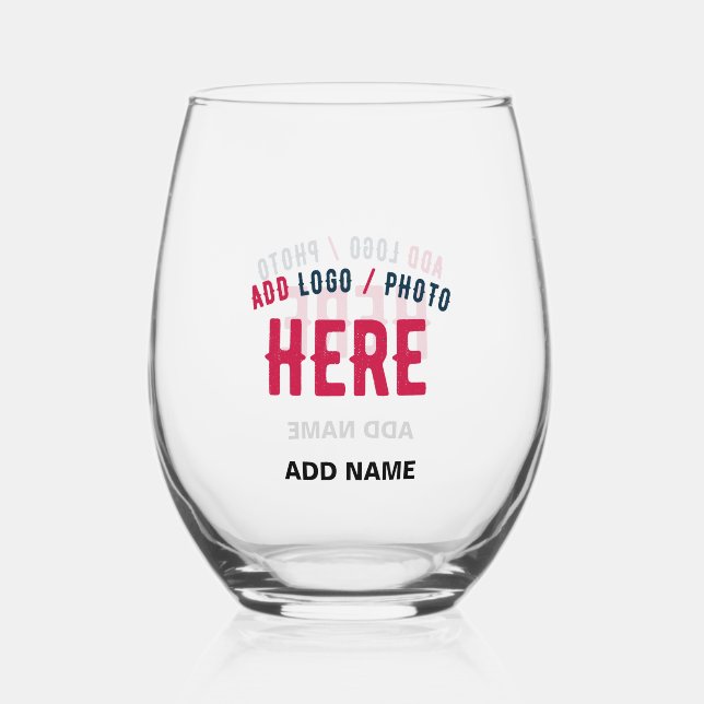 STYLISH MODERN CUSTOMIZABLE CLEAR VERIFIED BRANDED STEMLESS WINE GLASS (Front)