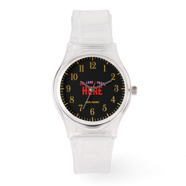 STYLISH MODERN CUSTOMIZABLE CLEAR VERIFIED BRANDED WATCH (Front)