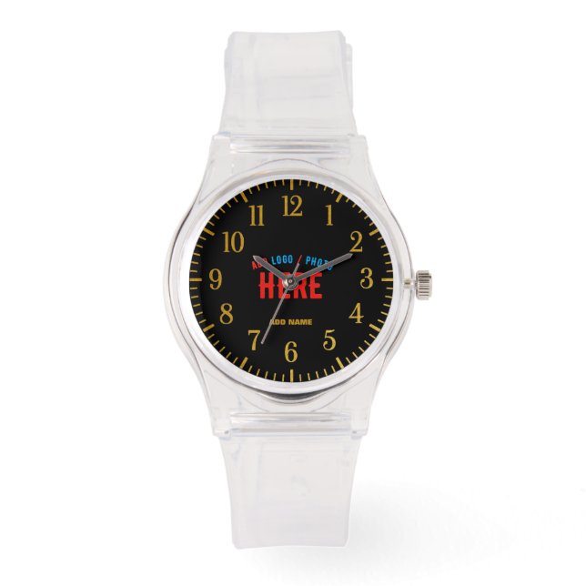 STYLISH MODERN CUSTOMIZABLE CLEAR VERIFIED BRANDED WATCH (Front)