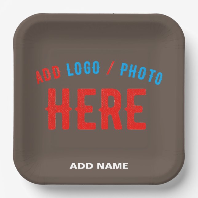 STYLISH MODERN CUSTOMIZABLE COFFEE VERIFIED BRAND PAPER PLATE (Front)