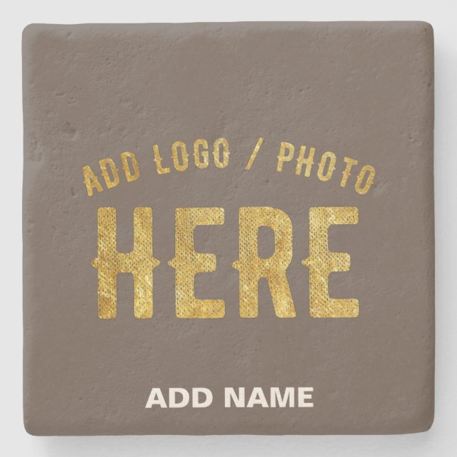 STYLISH MODERN CUSTOMIZABLE COFFEE VERIFIED BRAND STONE COASTER (Front)
