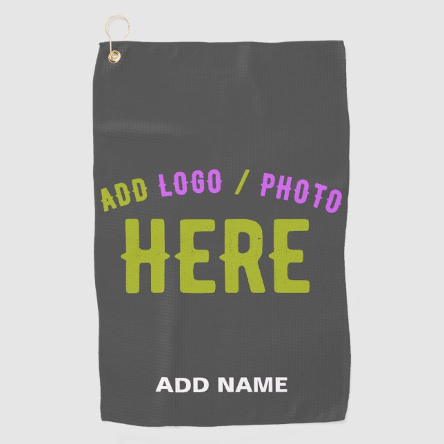 STYLISH MODERN CUSTOMIZABLE GREY VERIFIED BRANDED GOLF TOWEL (Front)
