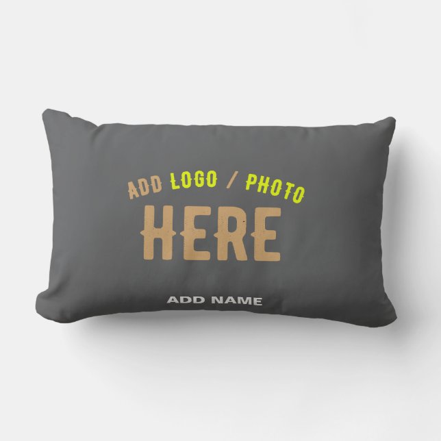 STYLISH MODERN CUSTOMIZABLE GREY VERIFIED BRANDED LUMBAR PILLOW (Front)
