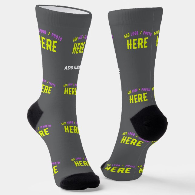 STYLISH MODERN CUSTOMIZABLE GREY VERIFIED BRANDED SOCKS (Angled)
