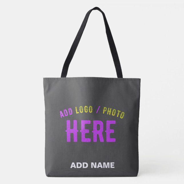 STYLISH MODERN CUSTOMIZABLE GREY VERIFIED BRANDED TOTE BAG (Front)