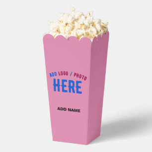 STYLISH MODERN CUSTOMIZABLE HOT PINK BRAND POPCORN FAVOR BOX