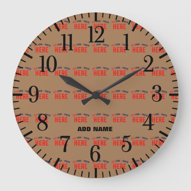 STYLISH MODERN CUSTOMIZABLE KHAKI VERIFIED BRANDED LARGE CLOCK (Front)