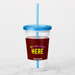 STYLISH MODERN CUSTOMIZABLE OXBLOOD VERIFIED BRAND ACRYLIC TUMBLER