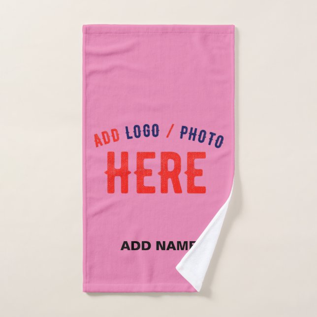 STYLISH MODERN CUSTOMIZABLE PINK VERIFIED BRANDED HAND TOWEL (Hand Towel)