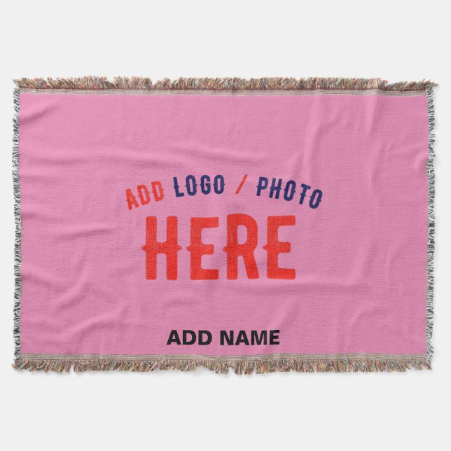 STYLISH MODERN CUSTOMIZABLE PINK VERIFIED BRANDED THROW BLANKET (Front)