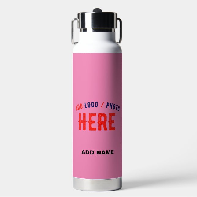 STYLISH MODERN CUSTOMIZABLE PINK VERIFIED BRANDED WATER BOTTLE (Front)