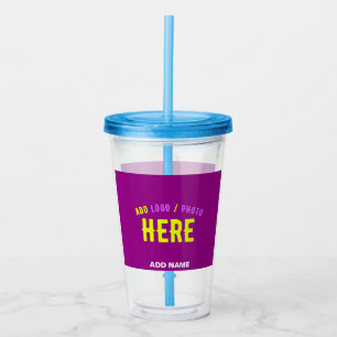 STYLISH MODERN CUSTOMIZABLE PURPLE VERIFIED BRAND ACRYLIC TUMBLER