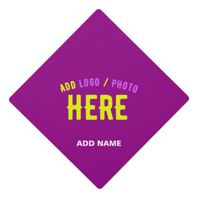 STYLISH MODERN CUSTOMIZABLE PURPLE VERIFIED BRAND GRADUATION CAP TOPPER (Front)