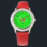 STYLISH MODERN CUSTOMIZABLE RED NEON GREEN BRANDED WATCH<br><div class="desc">THIS IS A DESIGN FITTING FOR EVERYONE.YOU CAN CHANGE, RESIZE OR ADD LOGO, PHOTO, TEXT AND COLOURS THE WAY YOU LIKE.THANK YOU.</div>