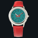 STYLISH MODERN CUSTOMIZABLE RED TEAL GREEN BRANDED WATCH<br><div class="desc">THIS IS A DESIGN FITTING FOR EVERYONE.YOU CAN CHANGE, RESIZE OR ADD LOGO, PHOTO, TEXT AND COLOURS THE WAY YOU LIKE.THANK YOU.</div>