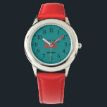 STYLISH MODERN CUSTOMIZABLE RED TEAL GREEN BRANDED WATCH<br><div class="desc">THIS IS A DESIGN FITTING FOR EVERYONE.YOU CAN CHANGE, RESIZE OR ADD LOGO, PHOTO, TEXT AND COLOURS THE WAY YOU LIKE.THANK YOU.</div>