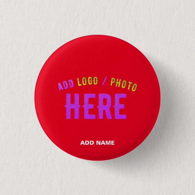 STYLISH MODERN CUSTOMIZABLE RED VERIFIED BRANDED 1 INCH ROUND BUTTON (Front)