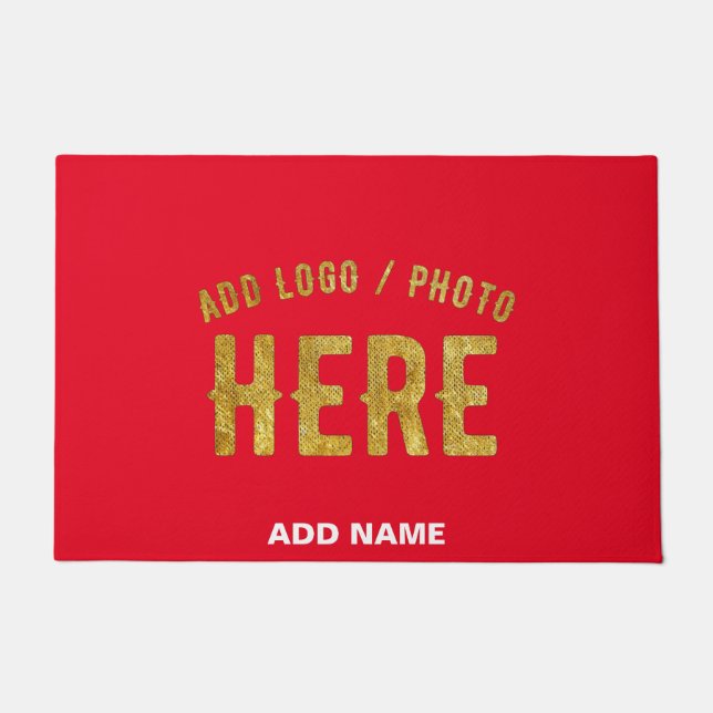STYLISH MODERN CUSTOMIZABLE RED VERIFIED BRANDED DOORMAT (Front)