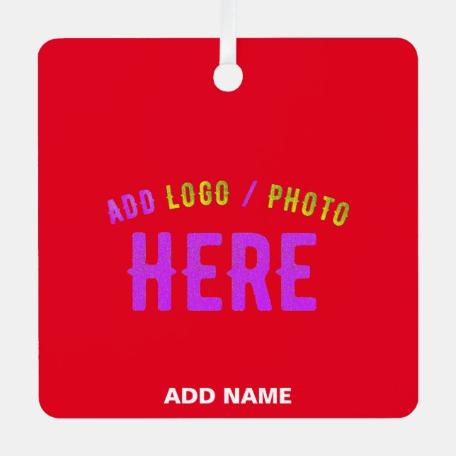 STYLISH MODERN CUSTOMIZABLE RED VERIFIED BRANDED METAL ORNAMENT (Front)