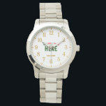 STYLISH MODERN CUSTOMIZABLE SILVERY VERIFIED BRAND WATCH<br><div class="desc">THIS IS A DESIGN FITTING FOR EVERYONE.YOU CAN CHANGE, RESIZE OR ADD LOGO, PHOTO, TEXT AND COLOURS THE WAY YOU LIKE.THANK YOU.</div>