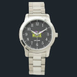 STYLISH MODERN CUSTOMIZABLE SILVERY VERIFIED BRAND WATCH<br><div class="desc">THIS IS A DESIGN FITTING FOR EVERYONE.YOU CAN CHANGE, RESIZE OR ADD LOGO, PHOTO, TEXT AND COLOURS THE WAY YOU LIKE.THANK YOU.</div>